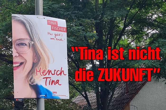 Wahlplakat von Tina Fischer in Zeuthen (Foro: mwbild)